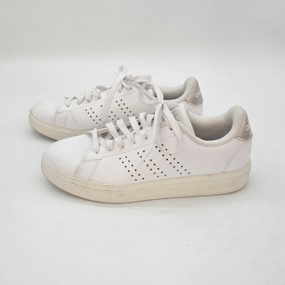 Adidas Advantage 2.0 White Metallic Heel Sneakers Women’s 6 Classic Casual Stree - Picture 2 of 9